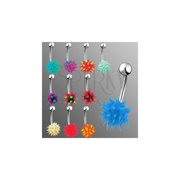 Belly ring with colorful silicone hedgehog