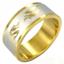 Chinese dragon gold-plated ring made of steel