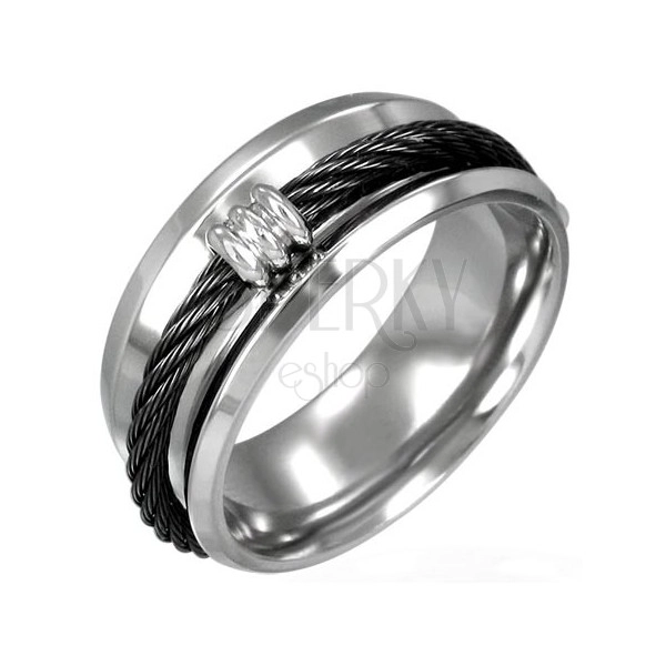 Black twisted wire steel ring