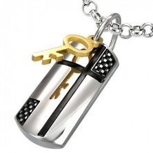 Steel pendant with magic key and cross