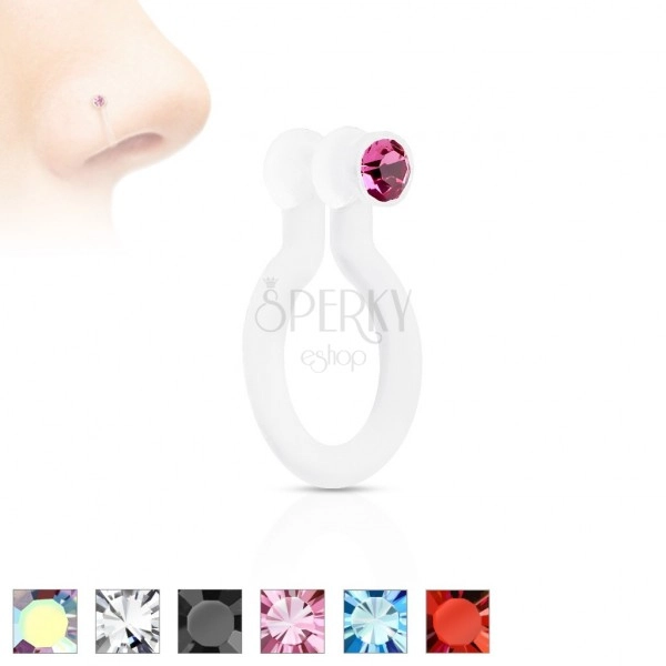 Fake nose piercing made of Bioflex, shimmering zircon, various colours