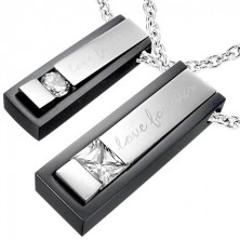 Stainless steel Love Forever couple pendants - black and silver colour