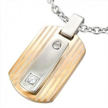Stainless steel pendant with zircon - copper and silver colour
