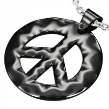 Black Hippie steel pendant - the PEACE sign