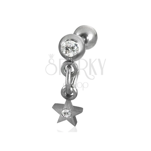 Dangle star labret with zircon
