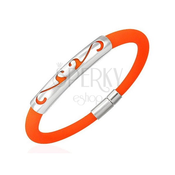 Round rubber bracelet - ornament, orange