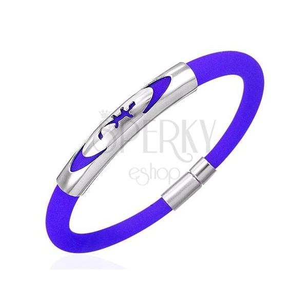 Round rubber bracelet - cheerful lizard, blue