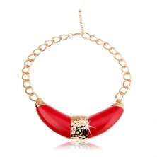 Necklace and earrings set, thick chain, red and golden colour combination