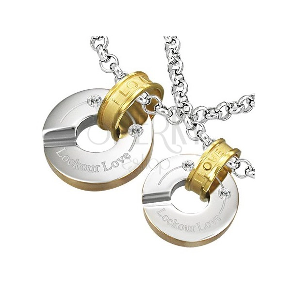 Steel pendant, locked love circles