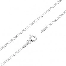 Chain made of white 14K gold - three oval and one elongated link, 500 mm