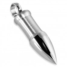 Steel pendant of silver colour - bullet with glossy peak pike