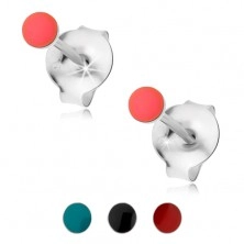 Stud earrings, 925 silver, round head covered wth coloured glaze