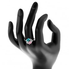 Sparkly ring adorned with colourful zircon ovals and clear zircons