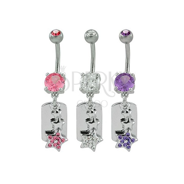 DOG TAG belly button ring with star