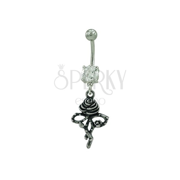 Two-tone rose belly button ring