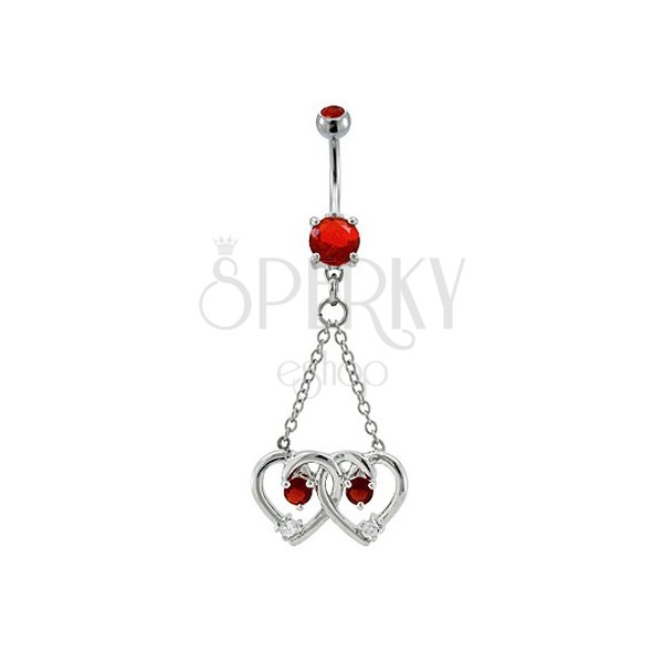 Belly button ring - two tangled hearts