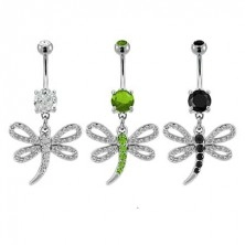 Zirconic dragonfly belly button ring