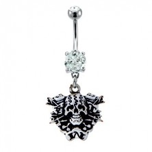 Belly button ring - skull with arrows