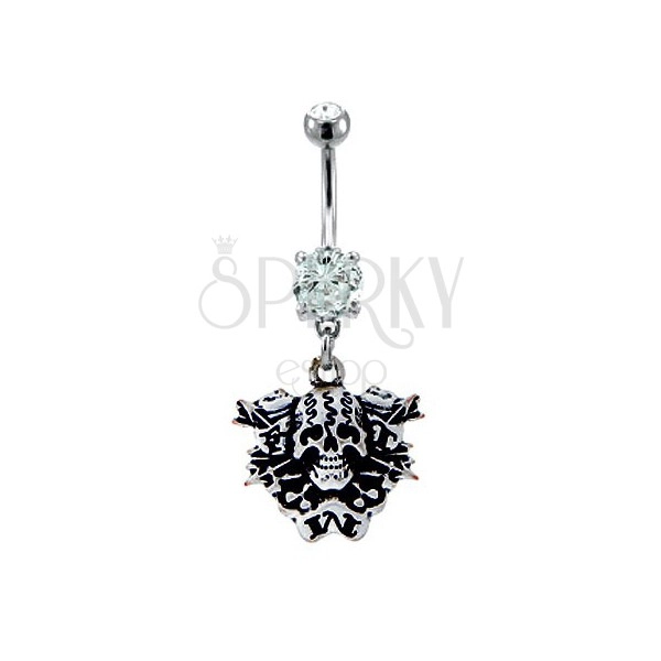 Belly button ring - skull with arrows