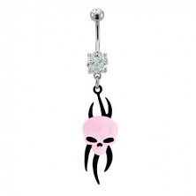 Pink alien belly button ring