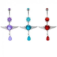 Heart belly ring with angel wings
