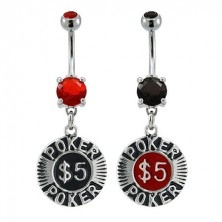 Poker chip belly button ring