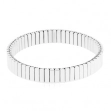 Steel stretchy bracelet in silver colour, narrow oblong links