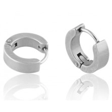 Steel earrings - incomplete circles in silver colour, shiny surface, without any pattern