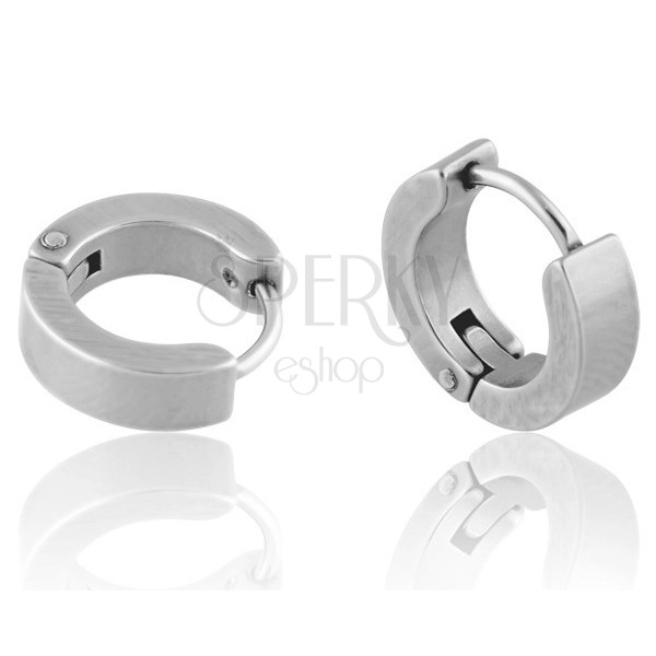 Steel earrings - incomplete circles in silver colour, shiny surface, without any pattern