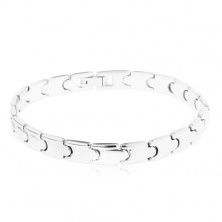 Steel bracelet, shiny-matt links in silver colour, wristwatch clasp