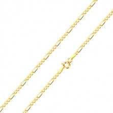 Chain in 9K yellow gold - three small oval links and one elongated, 550 mm
