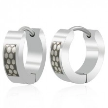 Black - silver steel earrings - honeycomb