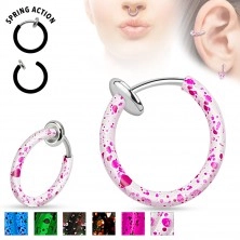 Steel fake piercing for nose or ear, circle splattered with colour 