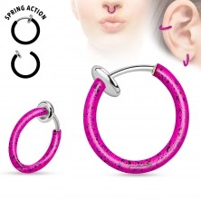 Steel fake piercing for nose or ear, circle splattered with colour 