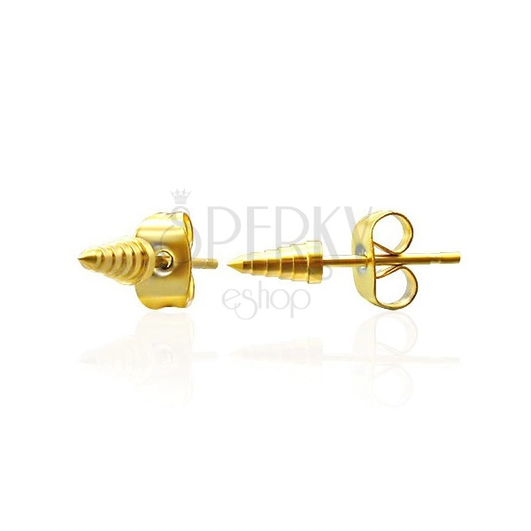 Stainless steel earrings - golden spikes