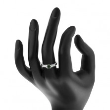 Engagement ring, 925 silver, zircon shoulders, round green zircon