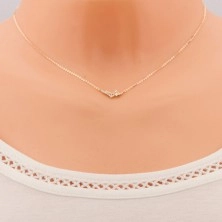 Necklace made of yellow 14K gold - chain made of oval links, butterfly and clear zircons