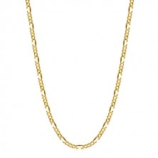 Yellow gold chain 14K - three oval eyelets, one longer flattened link, 500 mm