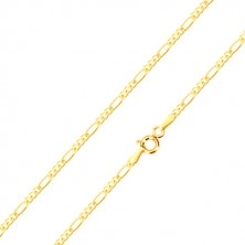Chain made of yellow 14K gold - three small eyelets and oblong link, 545 mm