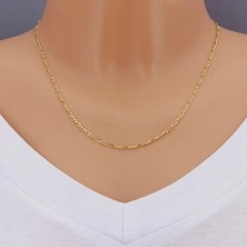 375 gold chain - one oblong eyelet and three smaller oval ones, 500 mm
