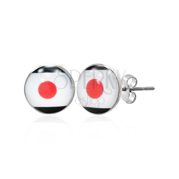 Stud steel earrings - Japanese flag