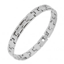Bracelet made of 316L steel in silver colour, links with shiny-matt surface