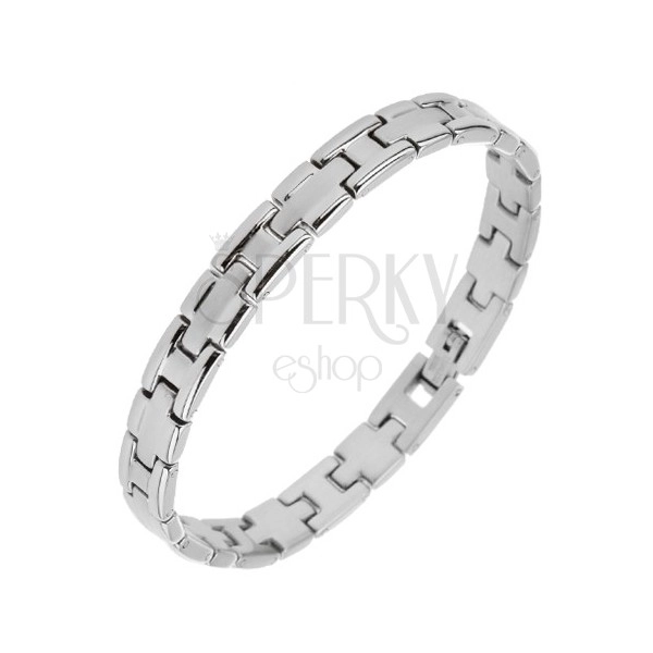 Bracelet made of 316L steel in silver colour, links with shiny-matt surface
