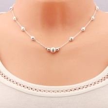 925 silver necklace, bigger ball with notches and smaller smooth ones