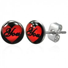 Stainless steel earrings - heart, You inscription