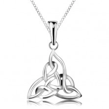 925 silver necklace, three-point Celtic knot, chain composed of elliptical links