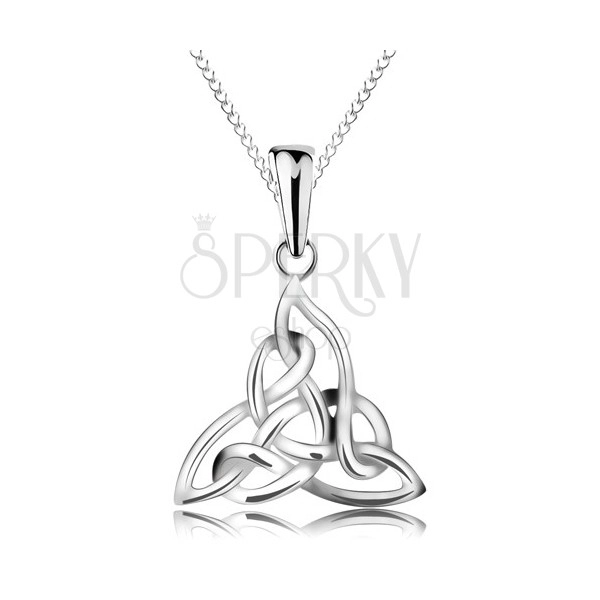 925 silver necklace, three-point Celtic knot, chain composed of elliptical links