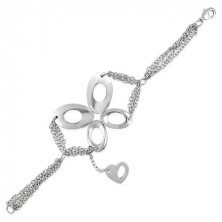 Chain steel bracelet - butterfly and heart