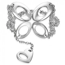 Chain steel bracelet - butterfly and heart