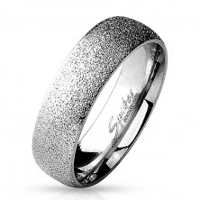 Ring made of surgical steel with sanded surface, silver colour, 6 mm